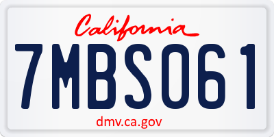 CA license plate 7MBS061