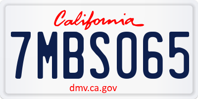 CA license plate 7MBS065