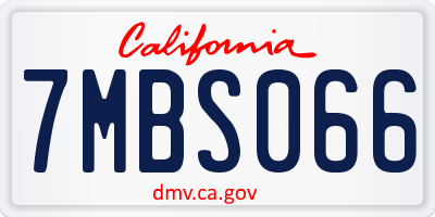 CA license plate 7MBS066
