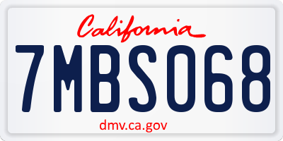 CA license plate 7MBS068