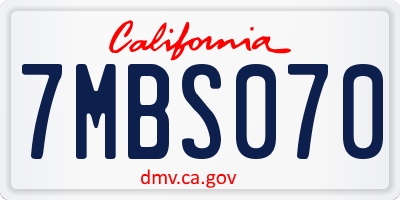CA license plate 7MBS070