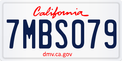CA license plate 7MBS079