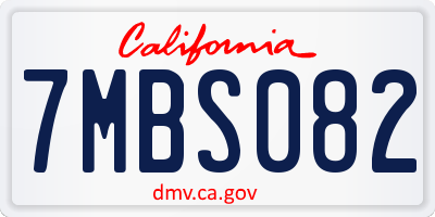 CA license plate 7MBS082
