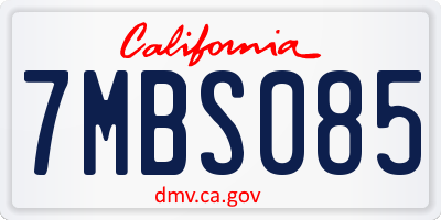 CA license plate 7MBS085