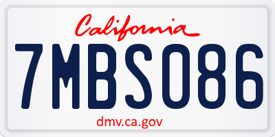 CA license plate 7MBS086