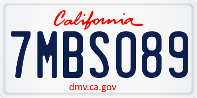 CA license plate 7MBS089