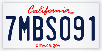 CA license plate 7MBS091