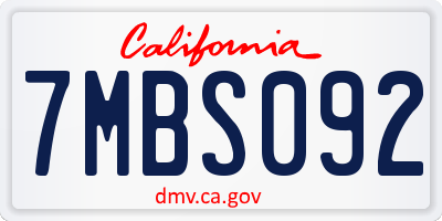 CA license plate 7MBS092