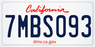 CA license plate 7MBS093
