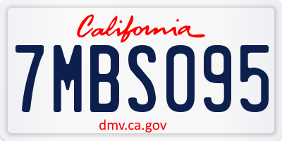 CA license plate 7MBS095