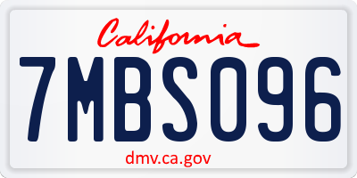 CA license plate 7MBS096