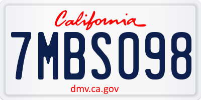CA license plate 7MBS098