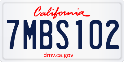 CA license plate 7MBS102