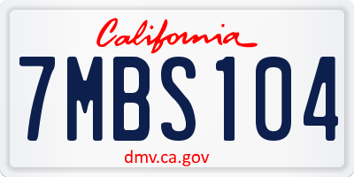 CA license plate 7MBS104
