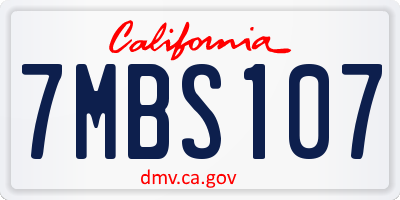 CA license plate 7MBS107