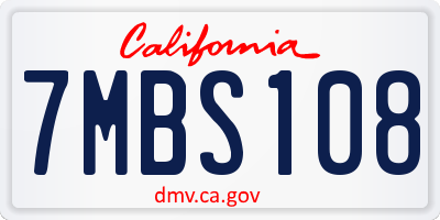 CA license plate 7MBS108