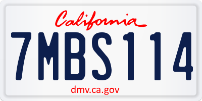 CA license plate 7MBS114