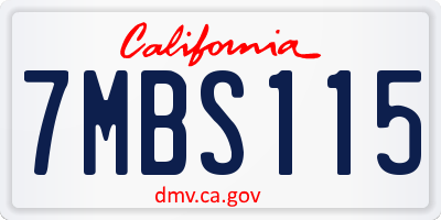 CA license plate 7MBS115