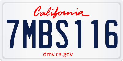 CA license plate 7MBS116