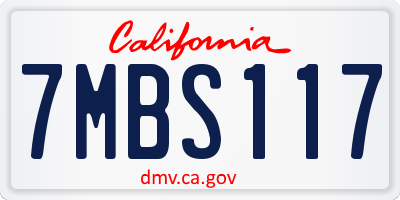 CA license plate 7MBS117