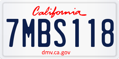 CA license plate 7MBS118