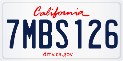 CA license plate 7MBS126