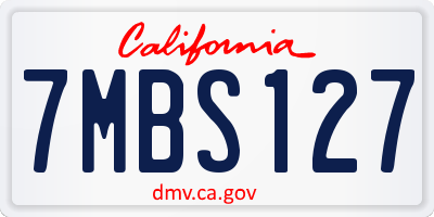 CA license plate 7MBS127
