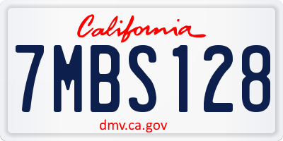 CA license plate 7MBS128