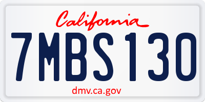 CA license plate 7MBS130