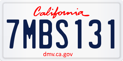 CA license plate 7MBS131