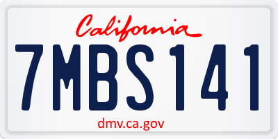 CA license plate 7MBS141