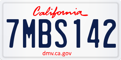 CA license plate 7MBS142