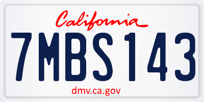 CA license plate 7MBS143