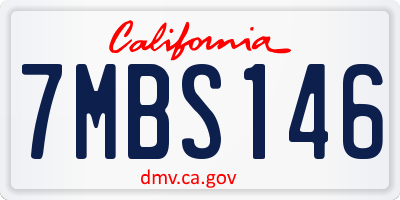 CA license plate 7MBS146