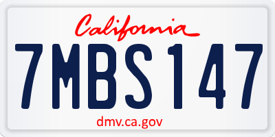 CA license plate 7MBS147