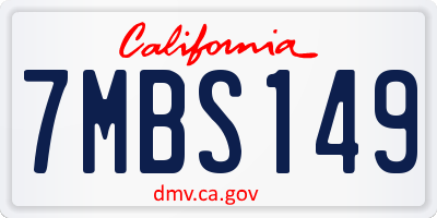 CA license plate 7MBS149
