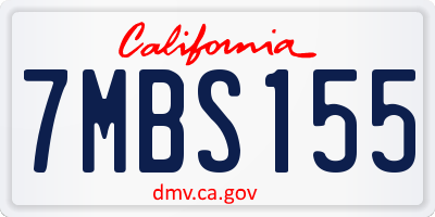 CA license plate 7MBS155