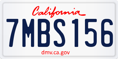 CA license plate 7MBS156