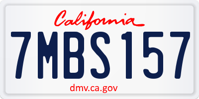 CA license plate 7MBS157