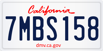 CA license plate 7MBS158