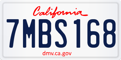 CA license plate 7MBS168