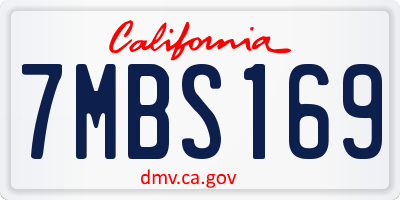 CA license plate 7MBS169
