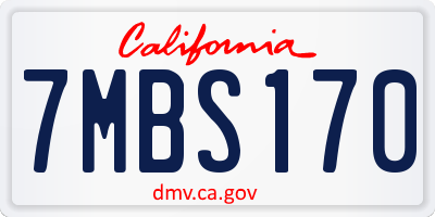 CA license plate 7MBS170