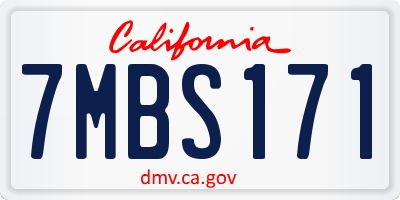 CA license plate 7MBS171