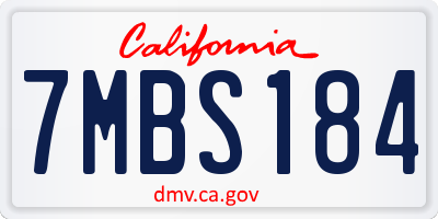 CA license plate 7MBS184