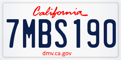 CA license plate 7MBS190