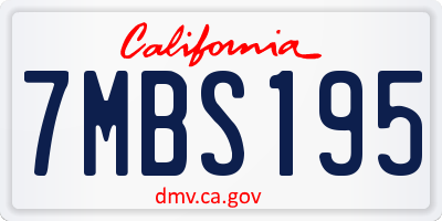 CA license plate 7MBS195