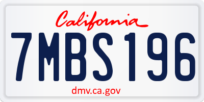 CA license plate 7MBS196