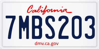 CA license plate 7MBS203
