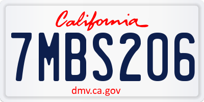 CA license plate 7MBS206